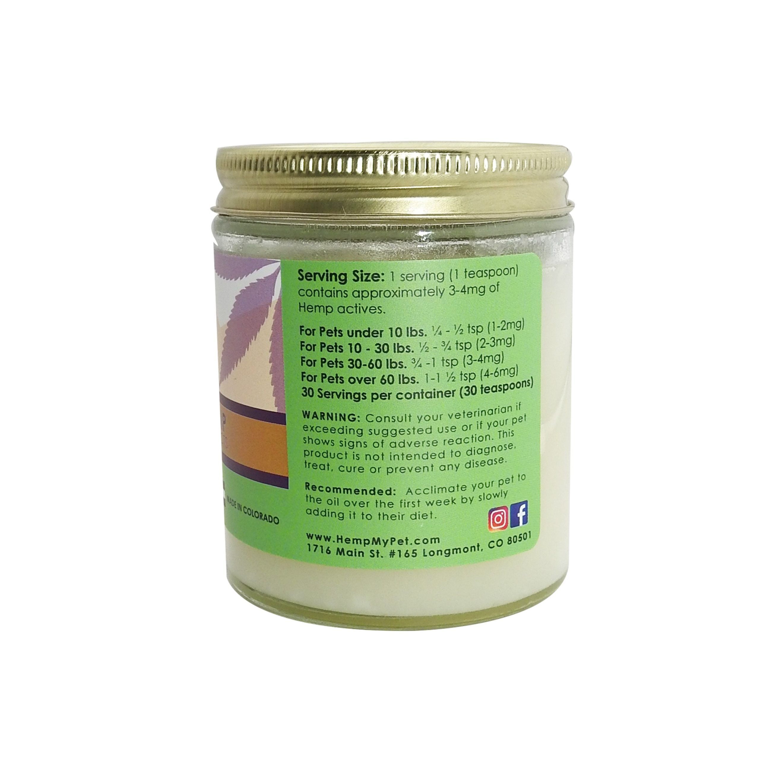 Hemp Infused Organic Coconut Oil - 500mg CBD Full Spectrum side of jar