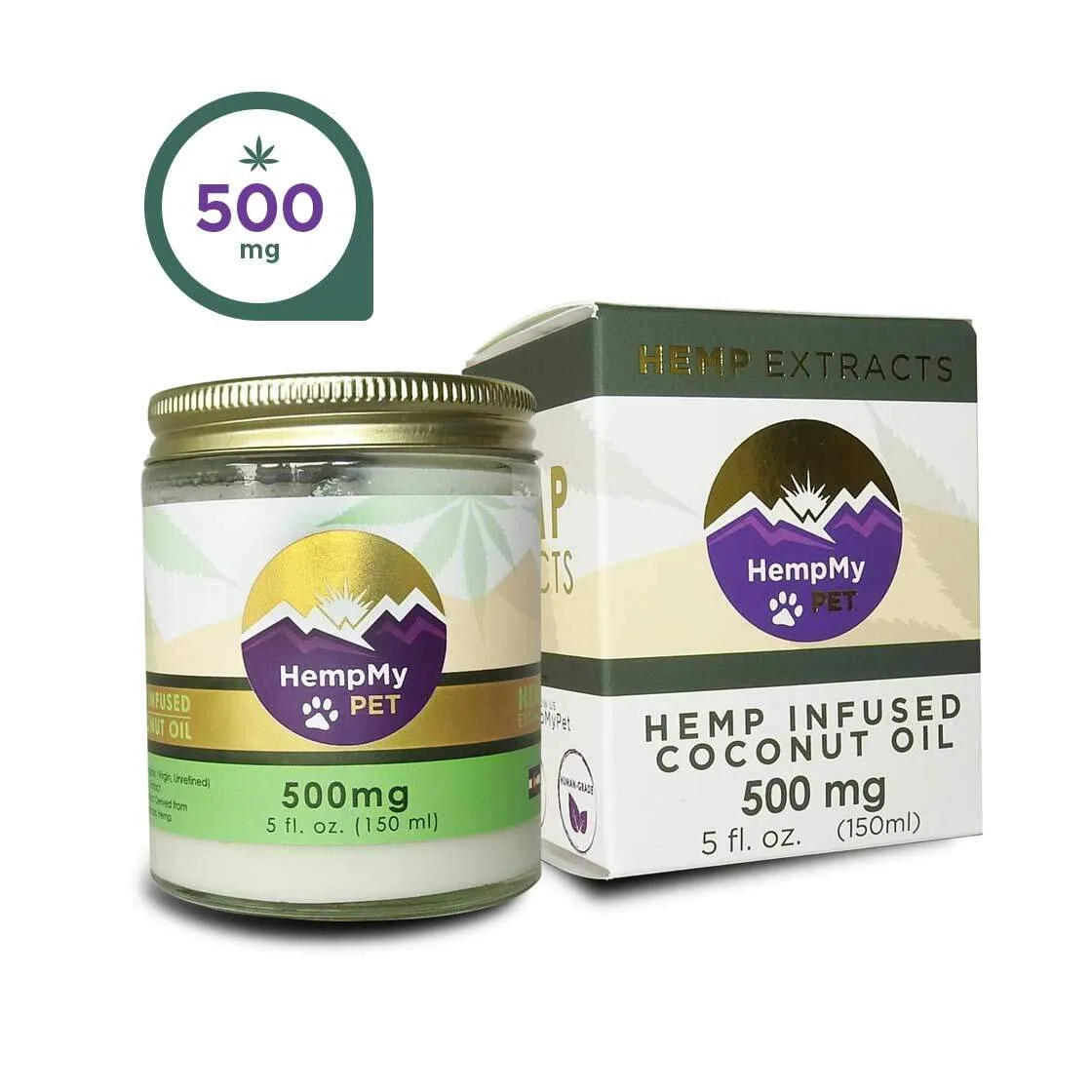 Organic Coconut Oil for Pets Infused with 500 mg of CBD from Full Spectrum Hemp