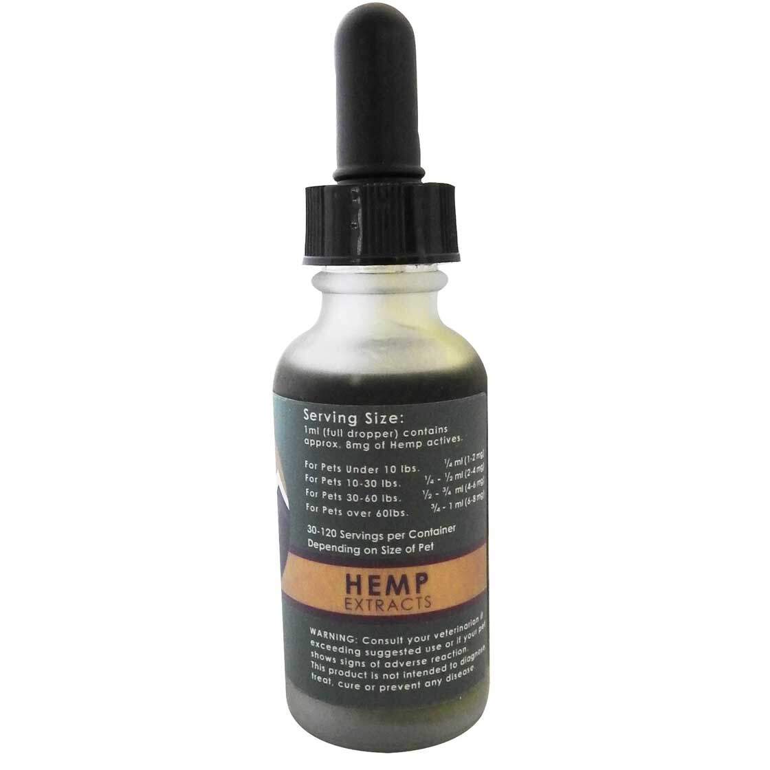 250 mg CBD from Full Spectrum Organic Hemp in one ounce of hemp seed oil back of bottle