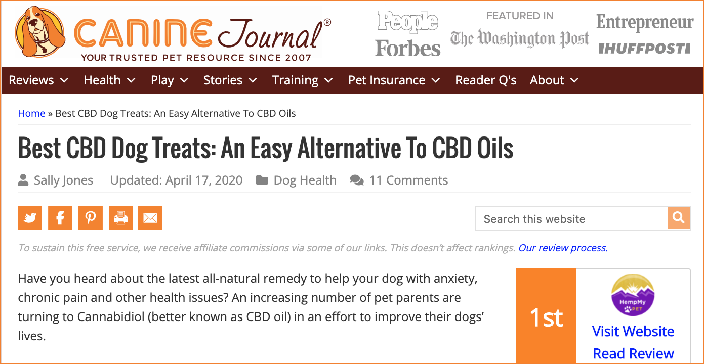 HempMy Pet Best CBD Dog Treats by Canine Journal